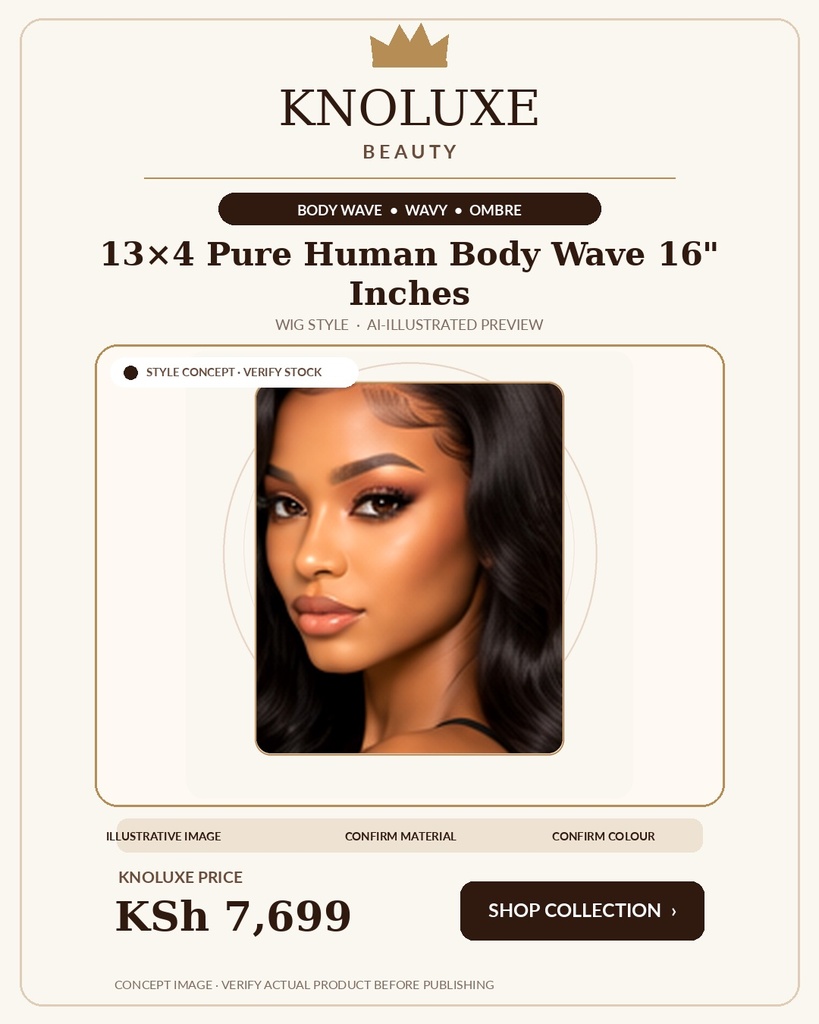 13×4 Pure Human Body Wave 16" Inches