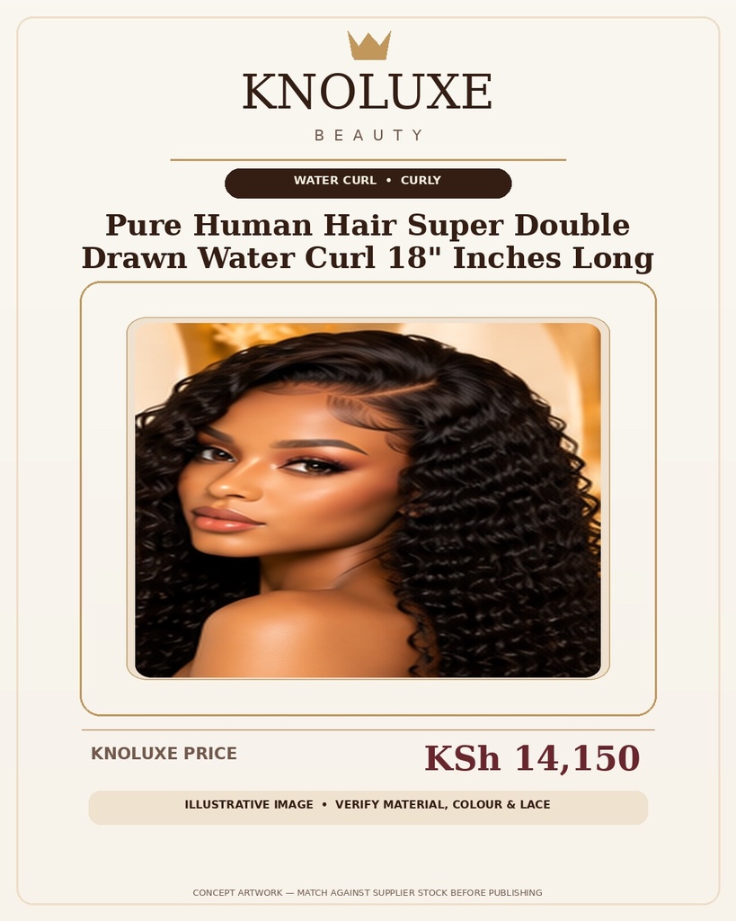 Pure Human Hair Super Double Drawn Water Curl 18" Inches Long